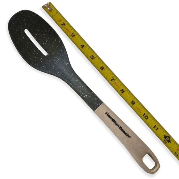 Nylon Slotted Cooking Spoon Utensil Hamilton Beach Speckled Gray Beige Large. - Picture 8 of 14